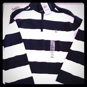 Ralph Lauren Boys Navy/Cream Half-Zip Polo Shirt